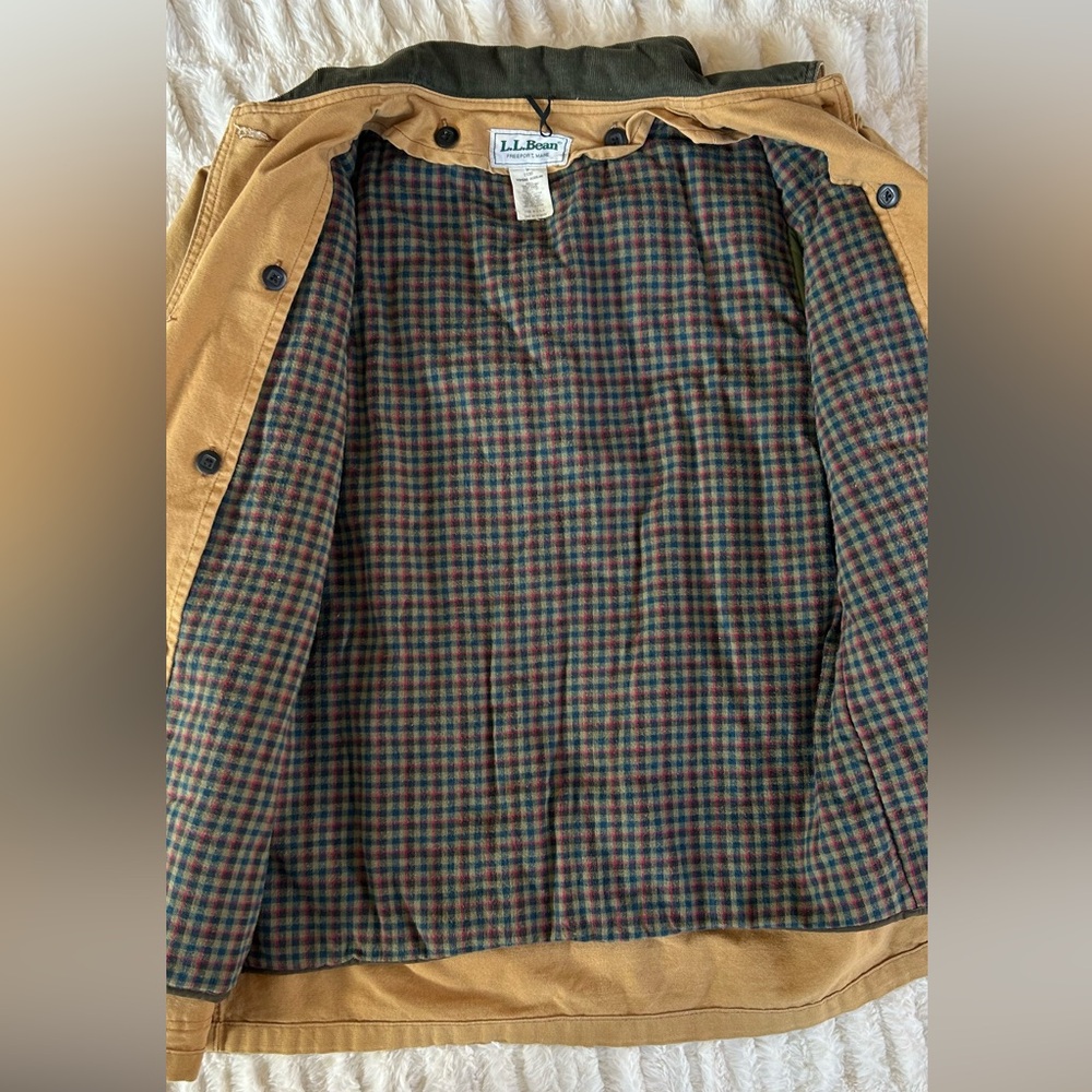 Made in USA LL Bean Vintage Chore Coat Barn Jacket Tan Womens M - Picture 10 of 14
